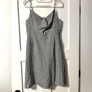 LOFT Black-White Plaid Sundress Size 8 NWT